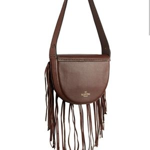 Valentino Fringe Brown Leather Bag